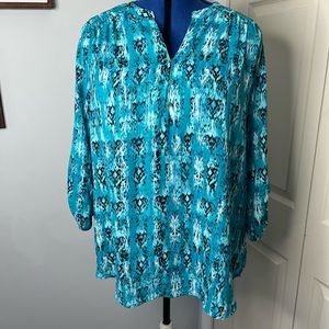 Womens Blue 3/4 sleeve shirt Faded Glory plus size 2XL f